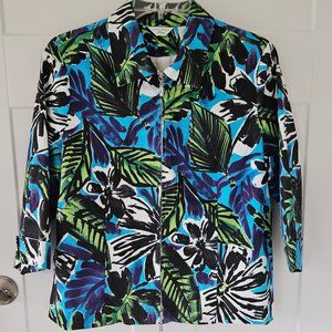 Laura Ashley Petites Tropical Print Jacket 3/4 sleeves size Petite Med